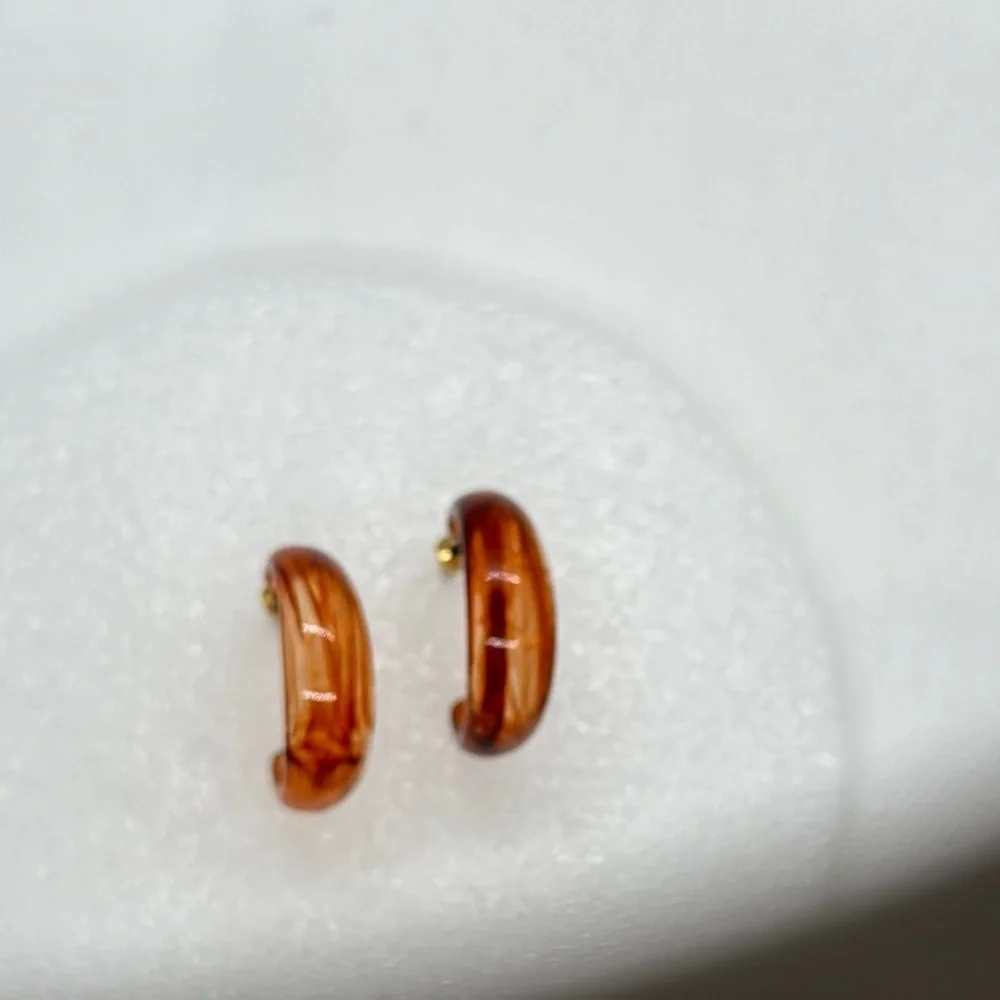 Chic Brown Marbled Acetate Hoop Earrings